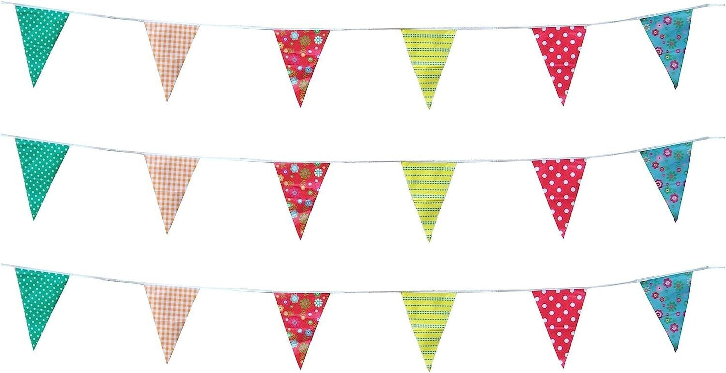 C1351 Multicoloured Shabby Chic Vintage Print Bunting with 35 Pennants