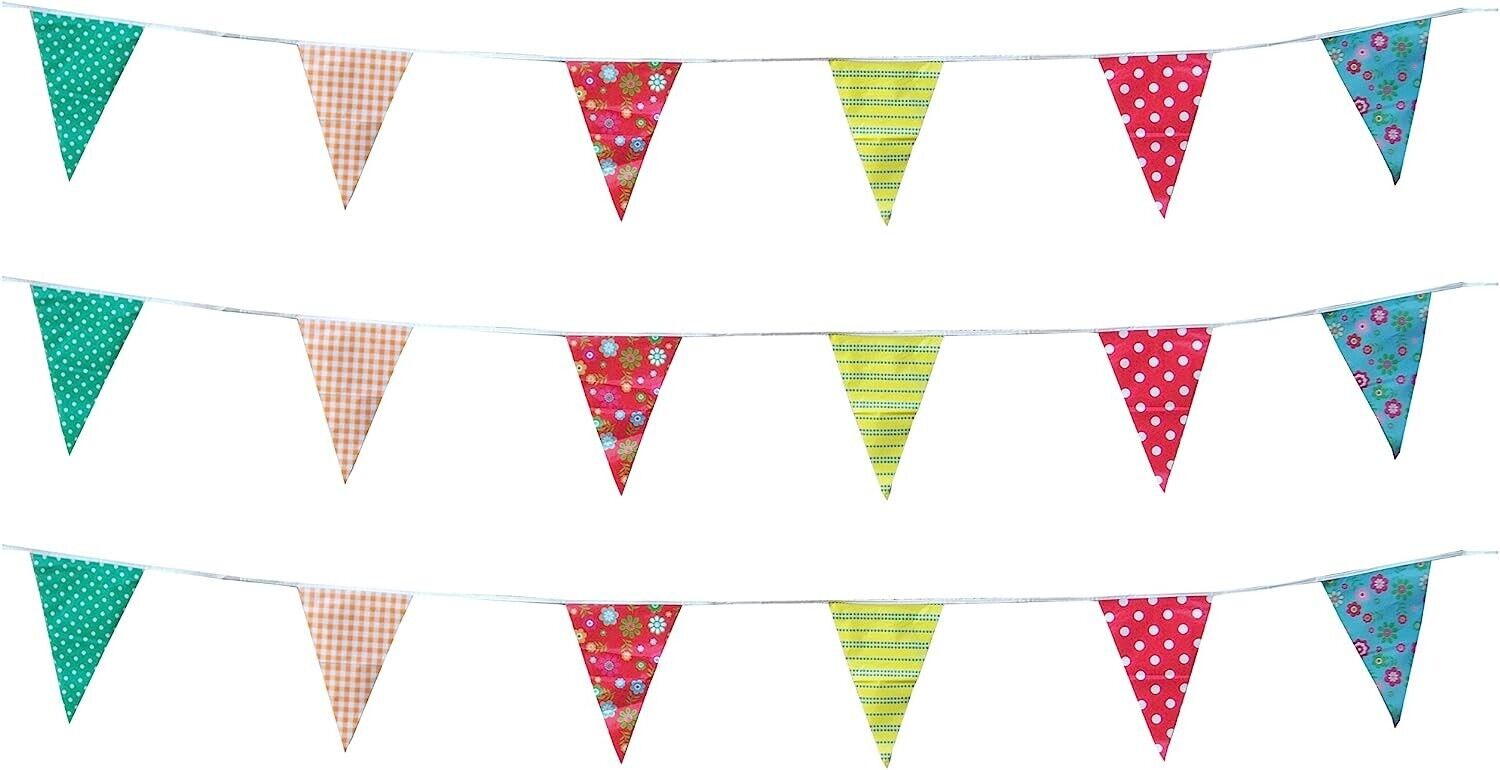 C1351 Multicoloured Shabby Chic Vintage Print Bunting with 35 Pennants