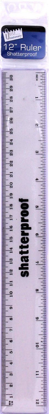 Single Just Stationery 12 inch Metallic Shatterproof Ruler