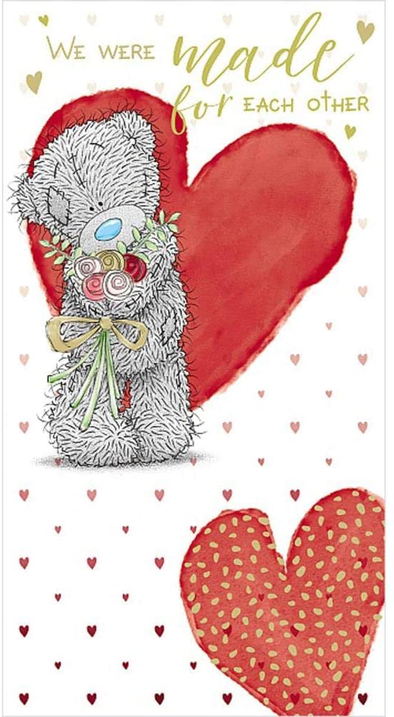 Tatty Teddy Bear Holding Flowers Valentine's Day Card {DC}