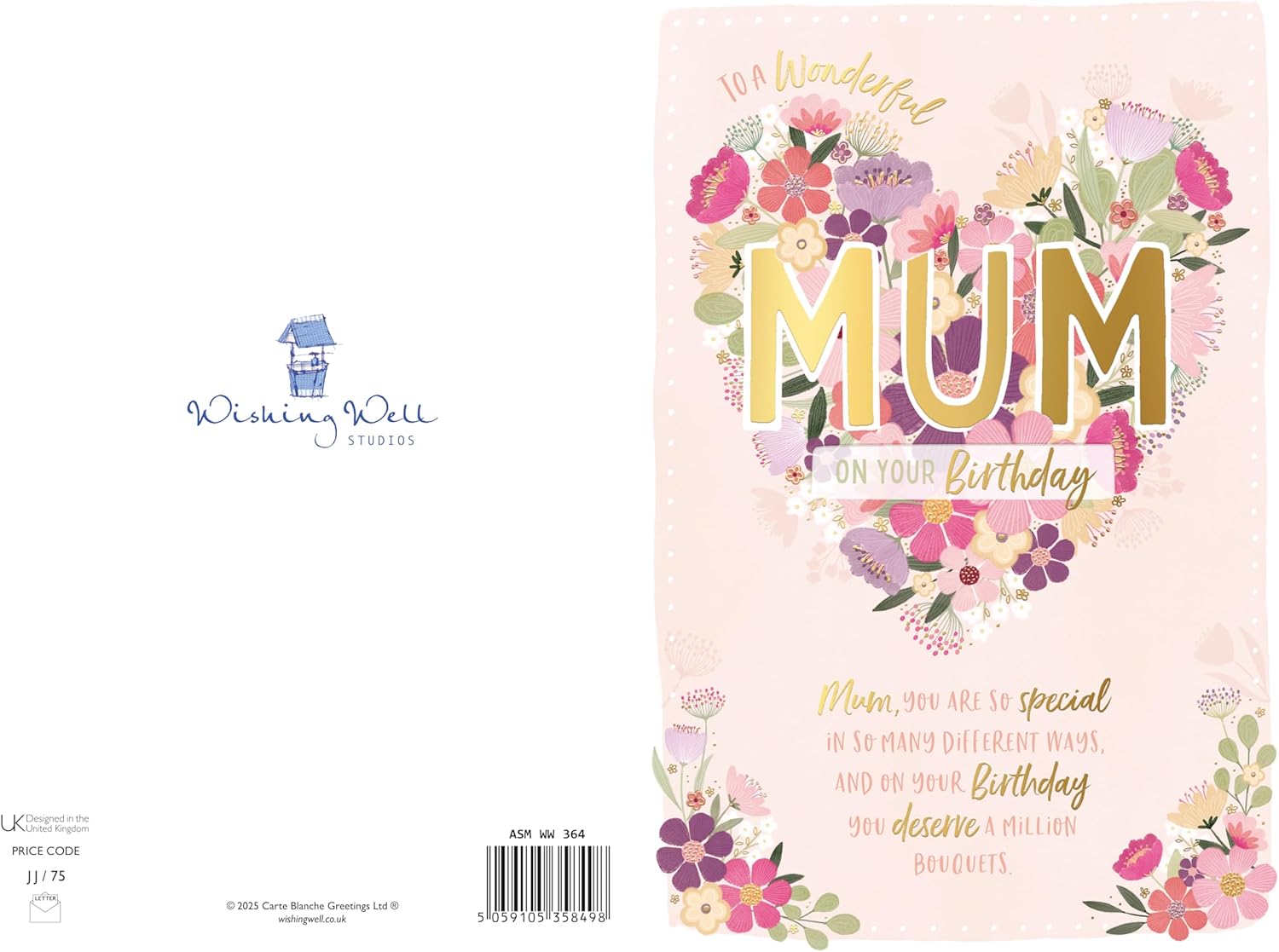 Floral Heart Wonderful Mum Luxury Birthday Card