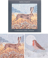 2 Artistic Animal Designs Multipack of 12 Christmas Cards for Him/Her/Friend