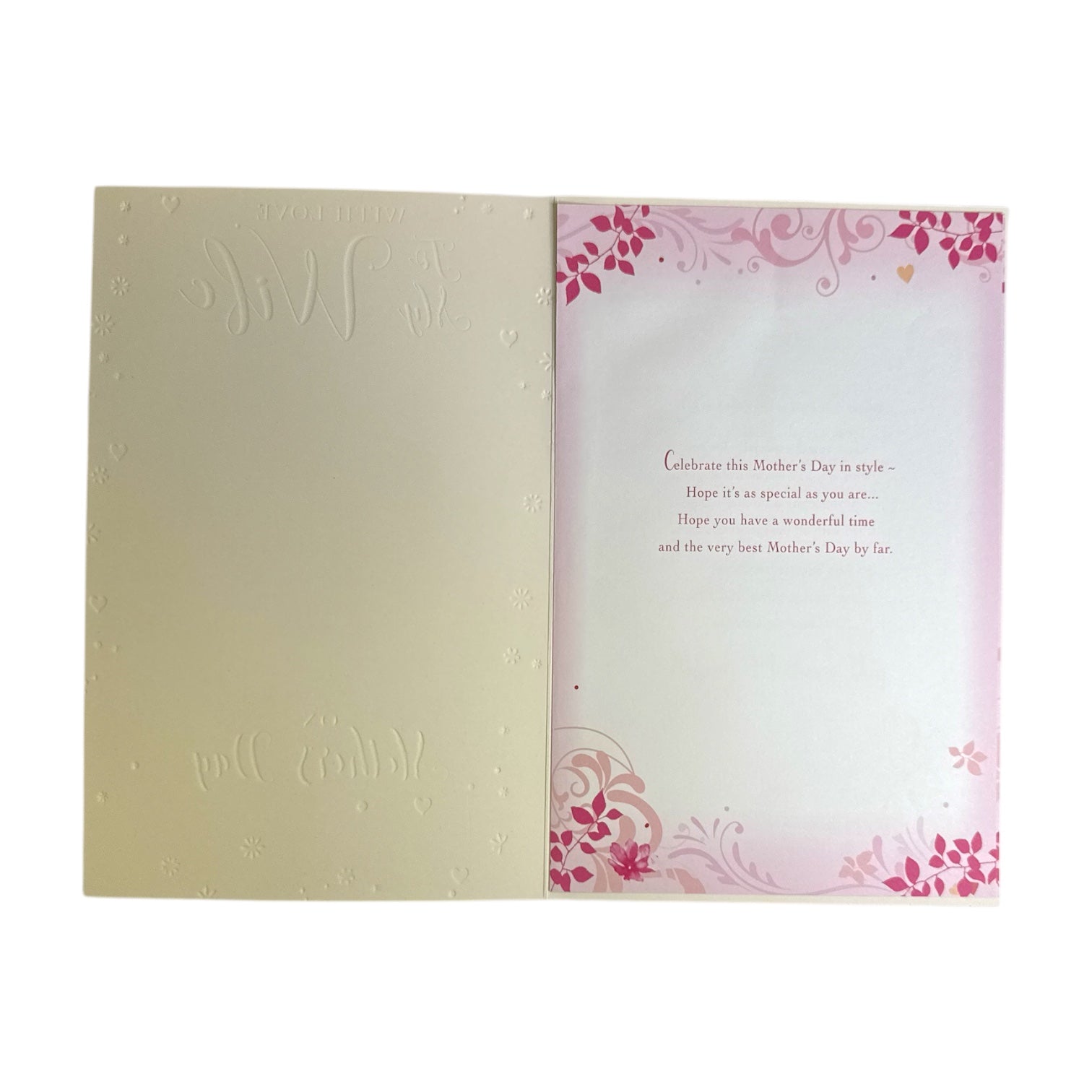 To My Wife Floral Heart With Ribbon Design Mother's Day Card