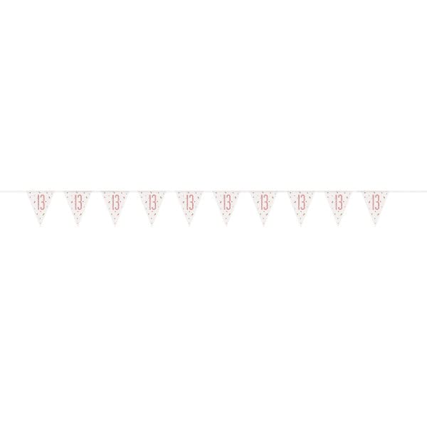 9ft Birthday Rose Gold Glitz Number 13 Prism Pennant Banner