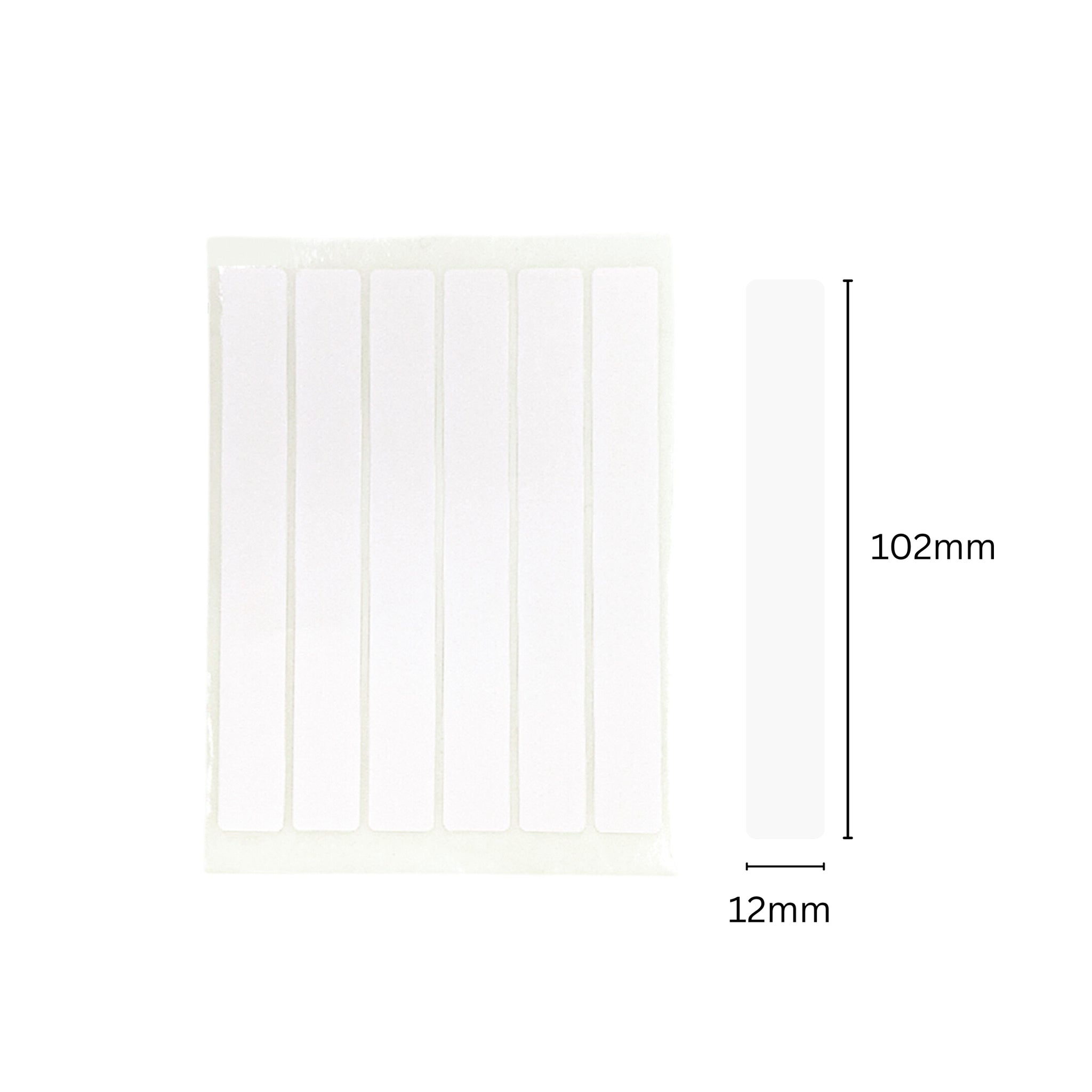 Pack of 48 White 12x102mm Rectangular Labels - Adhesive Stickers