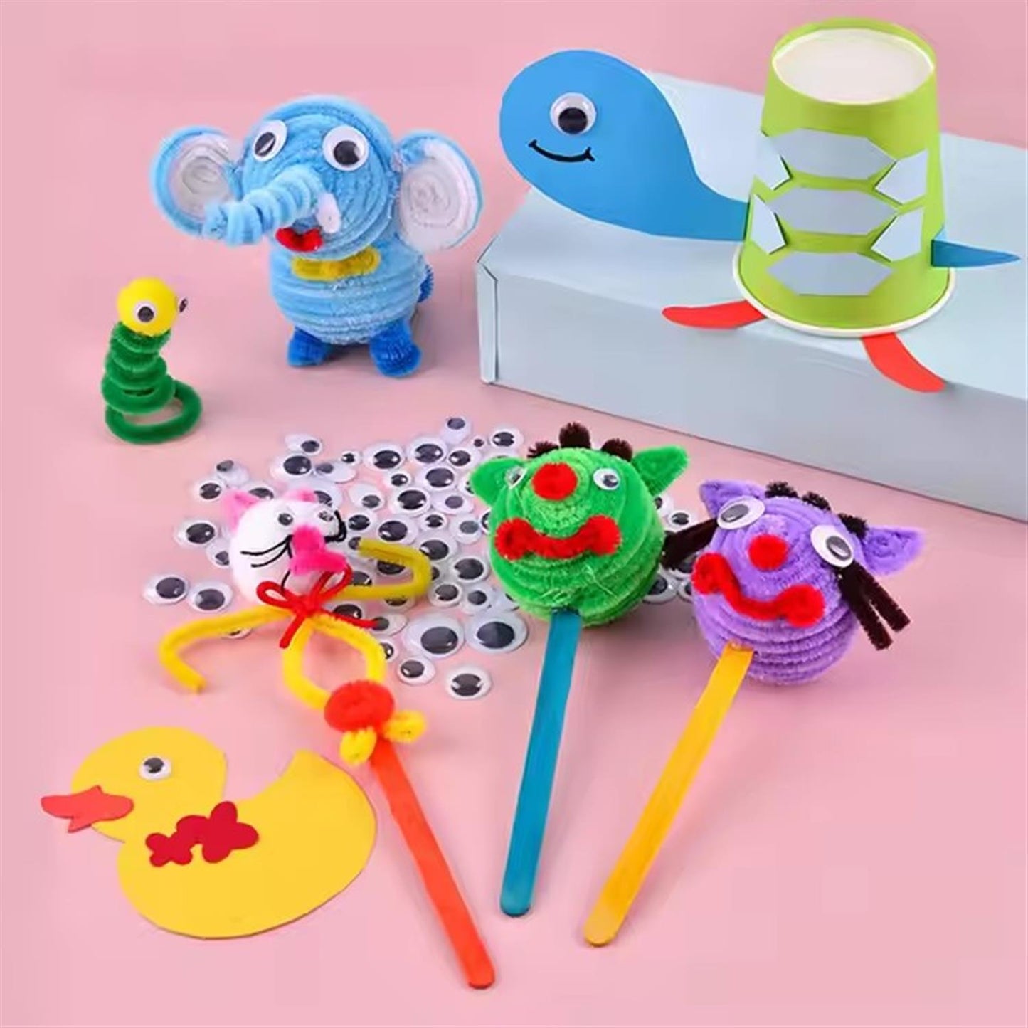 Pack of 500 Pieces Assorted Size Self-Adhesive Googly Wiggle Eyes