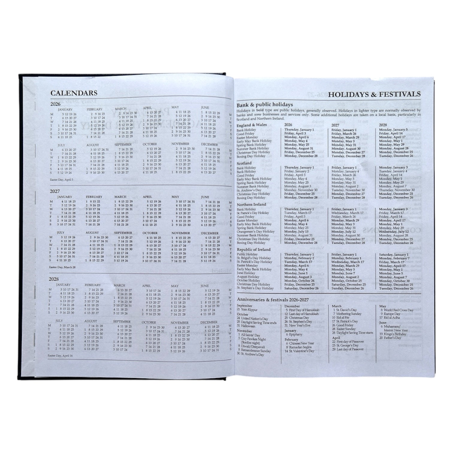 Janrax 2026-2027 A5 Day Per Page Burgundy Academic Diary