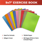 Janrax 9x7" Purple 80 Page Feint Ruled with Margin Exercise Book WF Paper with 225gsm Manilla Cover