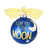 "I Love You to the Moon" large 10cm Decoration Bauble Navy blue with sky design - Christmas gift