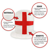 England St. George’s Cross Top Hat - White Red Cross Fancy Dress Party Accessory for Football Sports Events Celebrations Costume