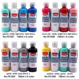 Pack of 4 Acrylic Pouring Paints 100ml - White, Yellow, Green, Silver