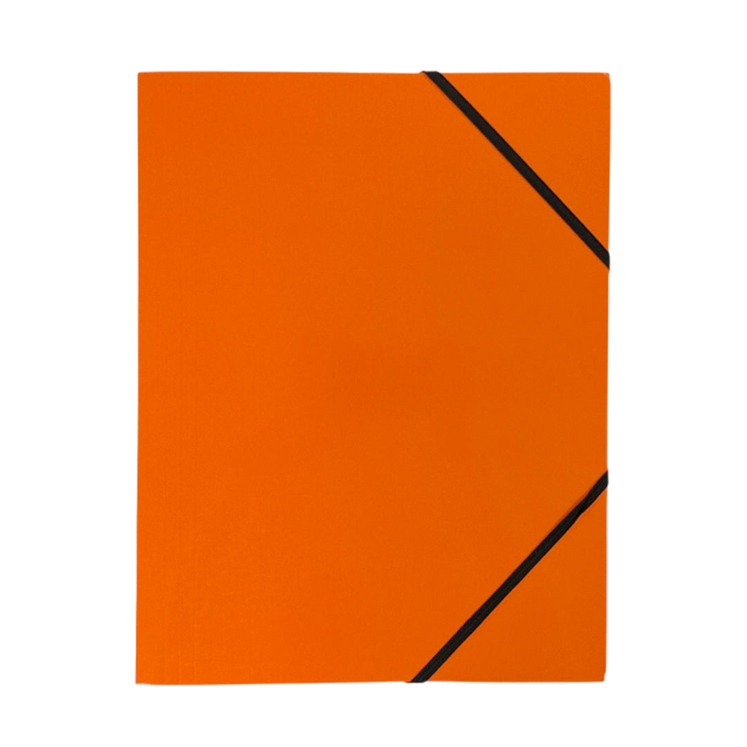 Janrax A4 Orange Laminated Card 3 Flap Folder with Elastic Closure