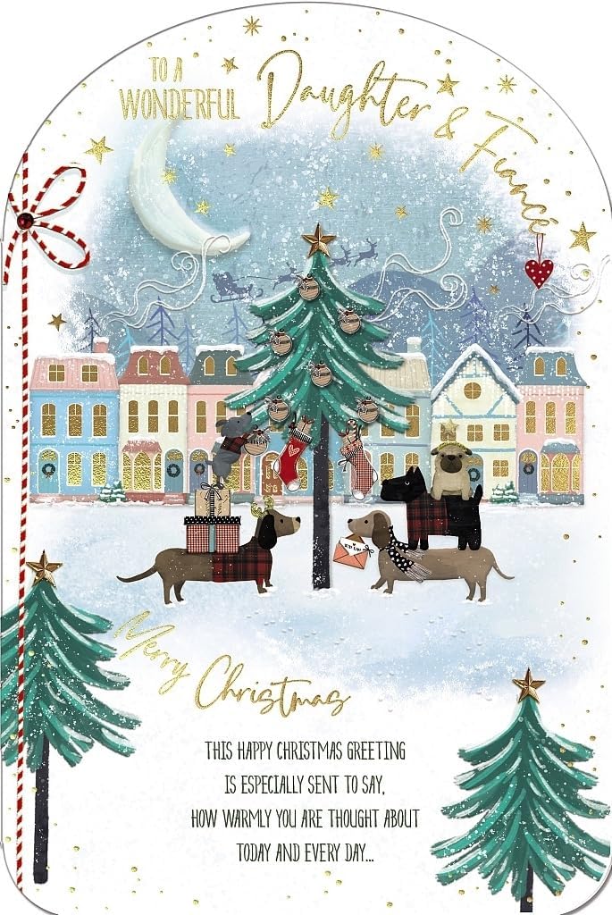 Dogs With Gifts And A Card Daughter & Fiancé Christmas Card