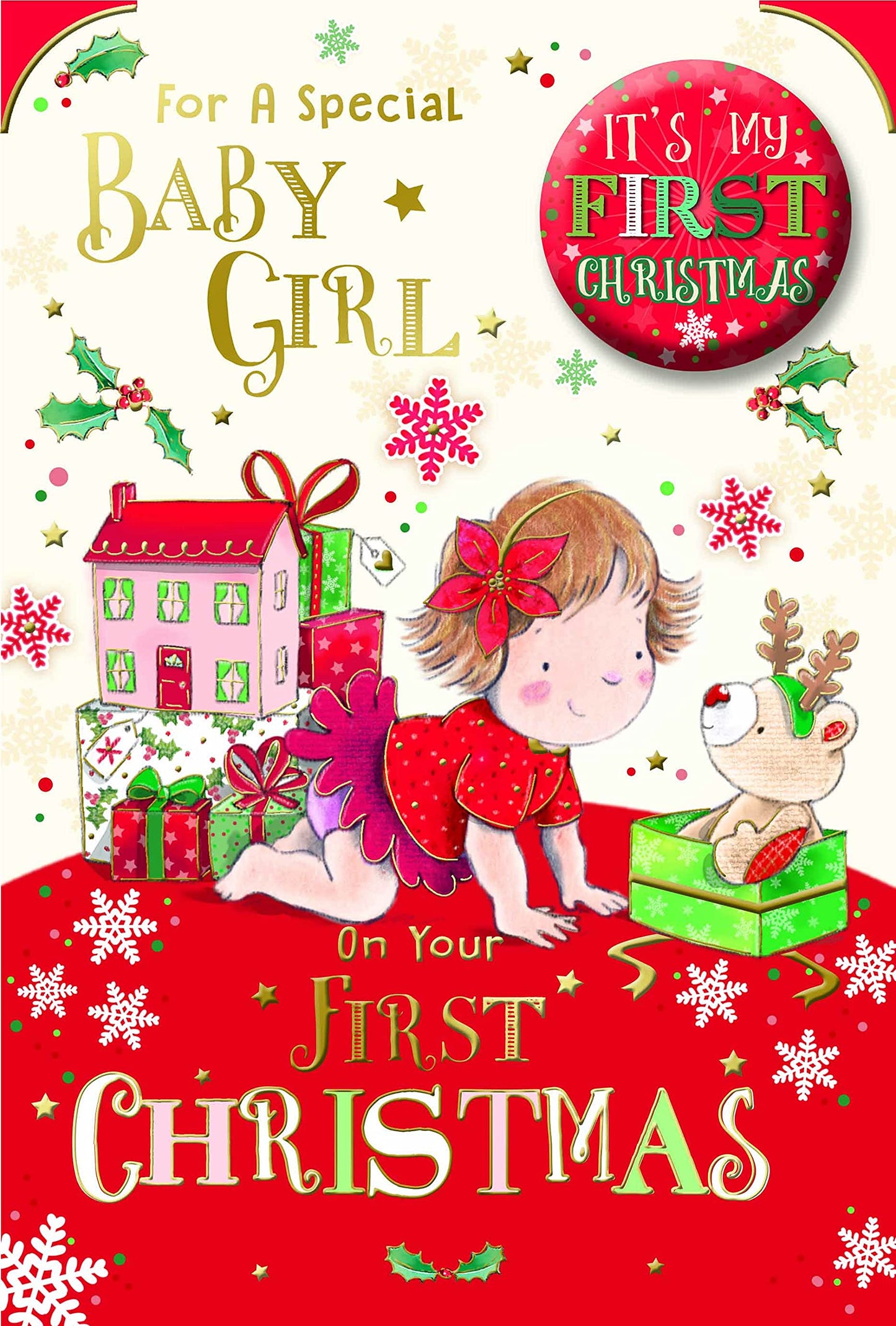For a Special Baby Girl First Christmas with Badge Card