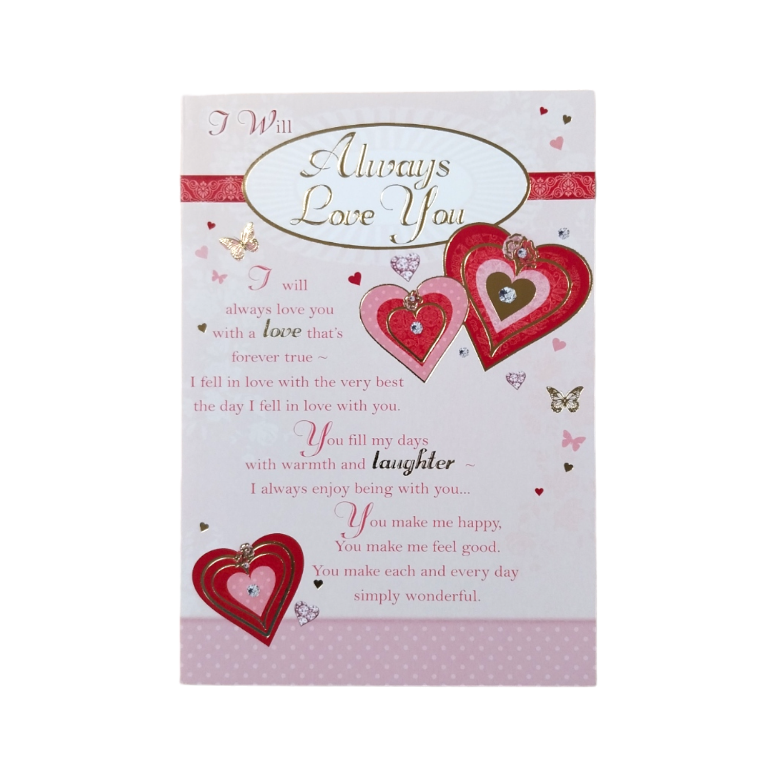 I Will Always Love You Hearts Design Open Greeting Card