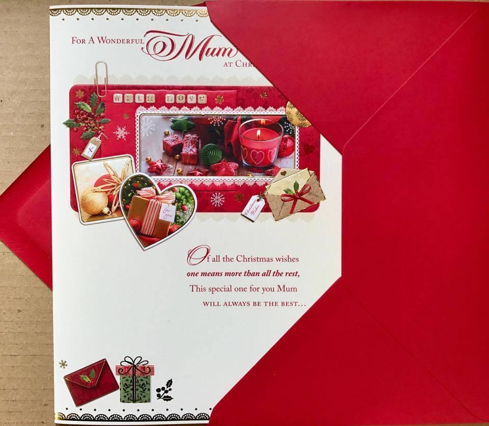 Nice Verse Gold Foil Quality New Xmas Greeting Card - MUM AT CHRISTMAS 