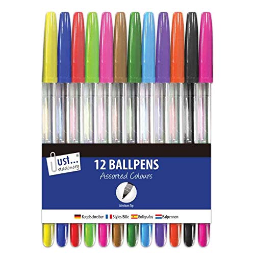 Pack of 12 Multicoloured Ballpoint Pens