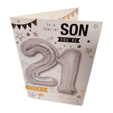 To a Special son You're 21 Balloon Boutique Greeting Card