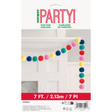 7ft Vibrant Christmas Felt Pom Pom Garland