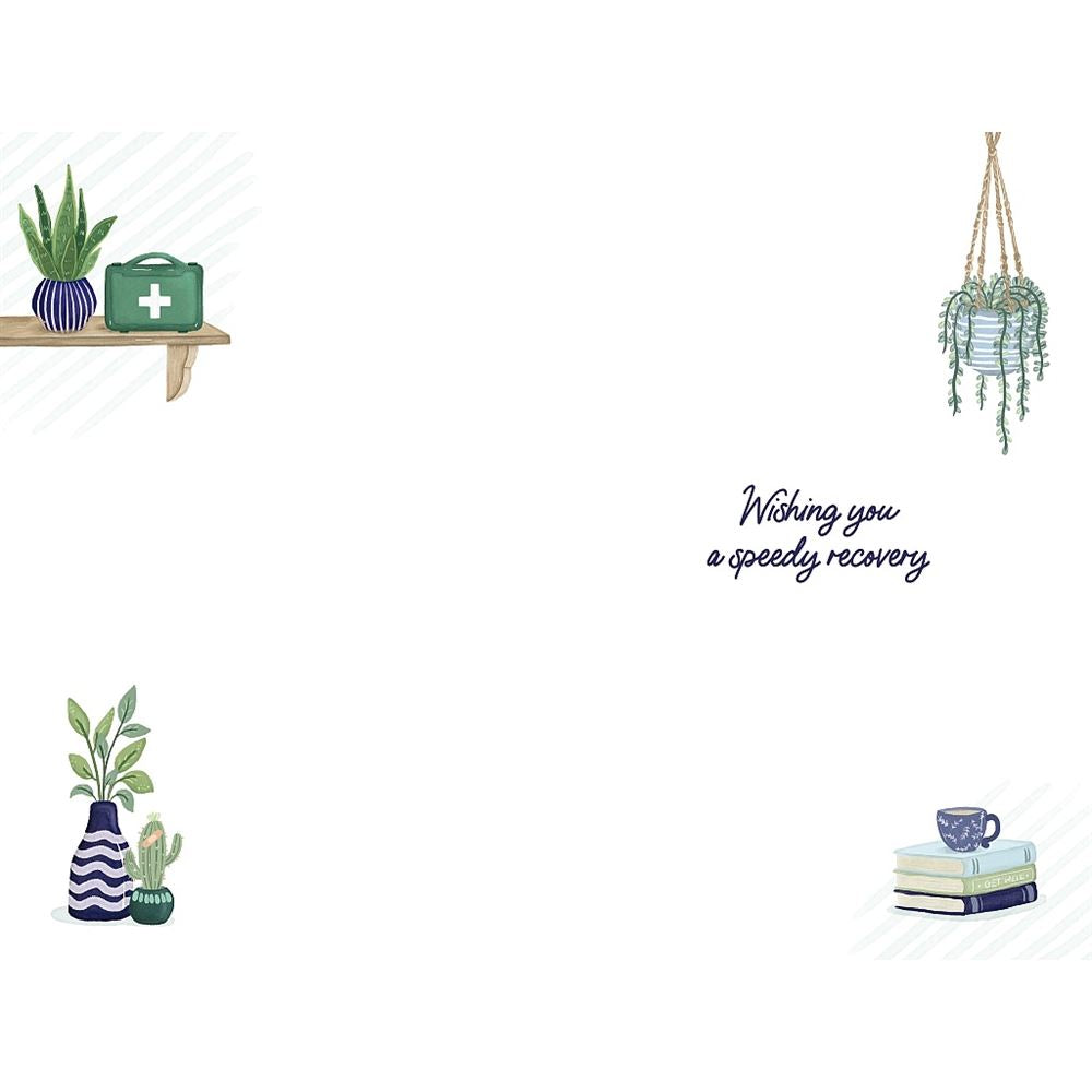 Decorative Shelf Illustration Get Well Soon Card