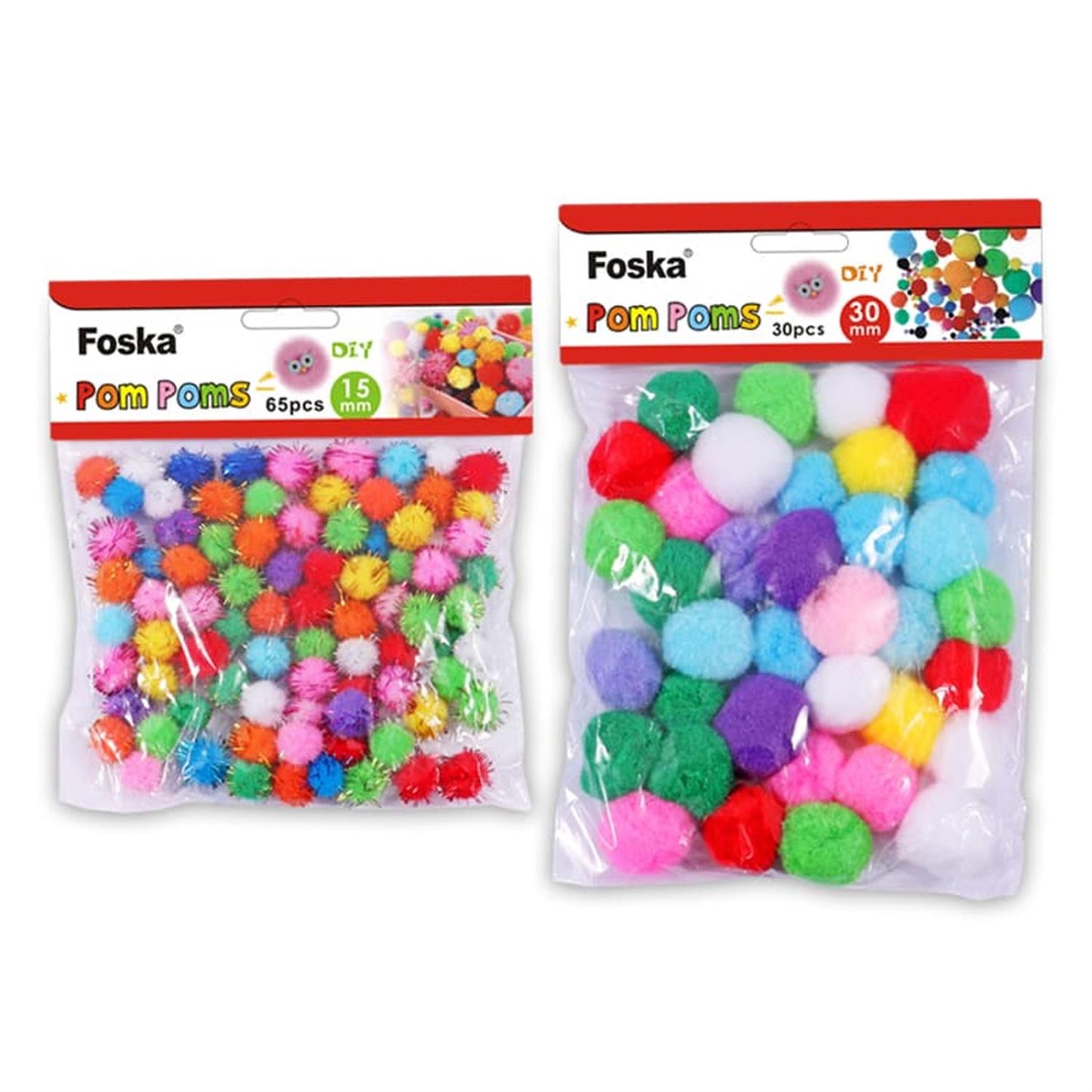 Bag of 50 Pieces 2.5cm Colorful Pom Pom Balls