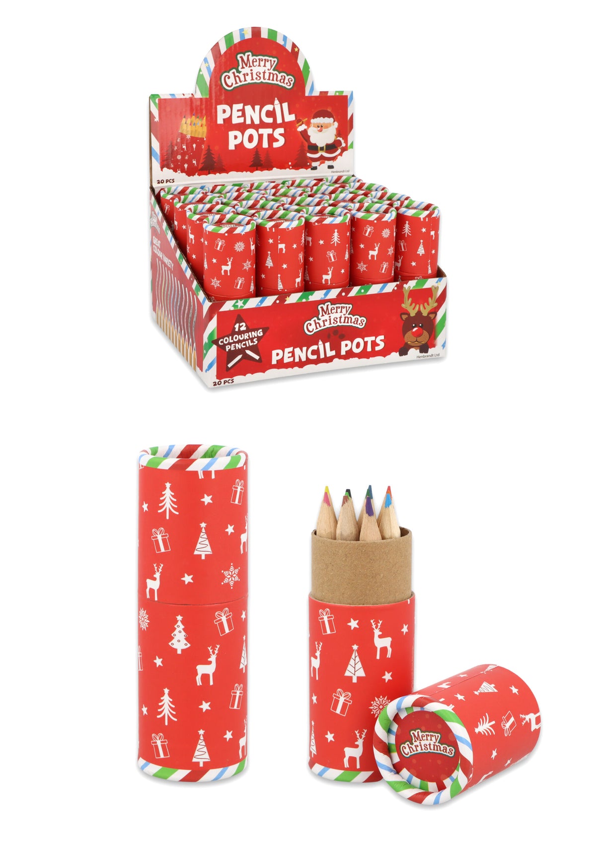 Pack of 12 Mini Christmas Colouring Pencil Tubes