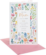 Floral Design With Panel Mum Birthday Card From Son