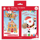 Pack of 4 Cute Santa Christmas Money Wallet Cards