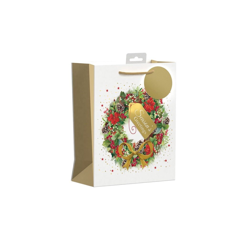 Wreath Design Medium Christmas Gift Bag