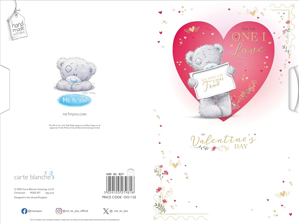 Bear Holding Envelope One I Love Handmade Valentine's Day Card {DC}