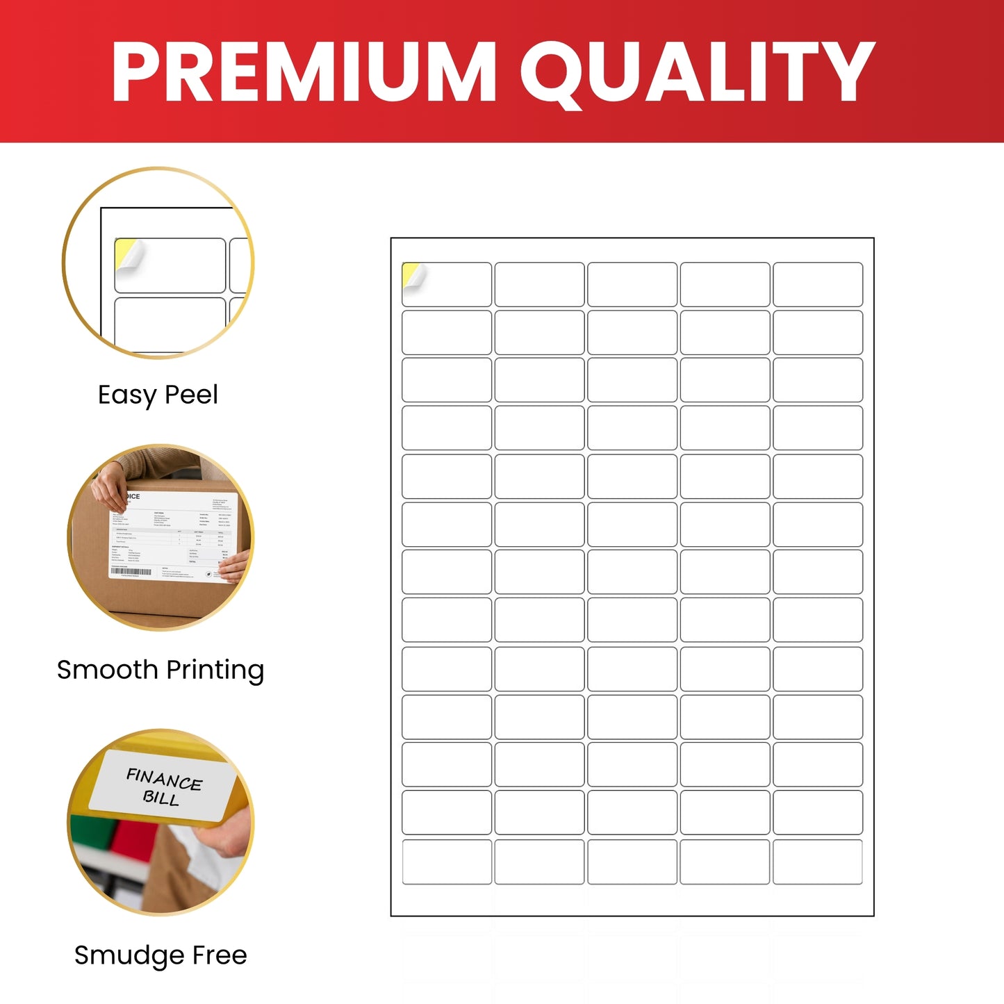 Pack of 4800 White 49x24mm Self Adhesive Labels (48 Labels per A4 Sheet)