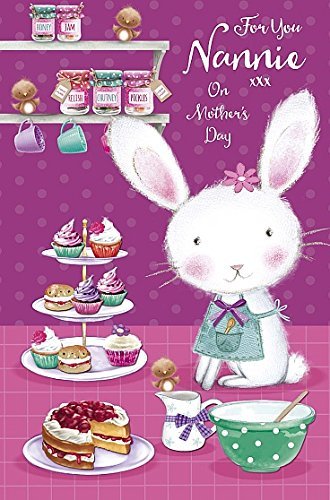 Nannie - Sweet Bunnie & Cup Cake On Mother's Day Greeting Card {DC}