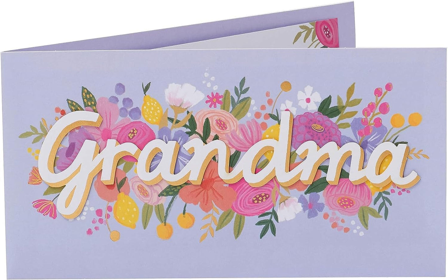 Grandma Birthday Card Flower & Bold Font Design 