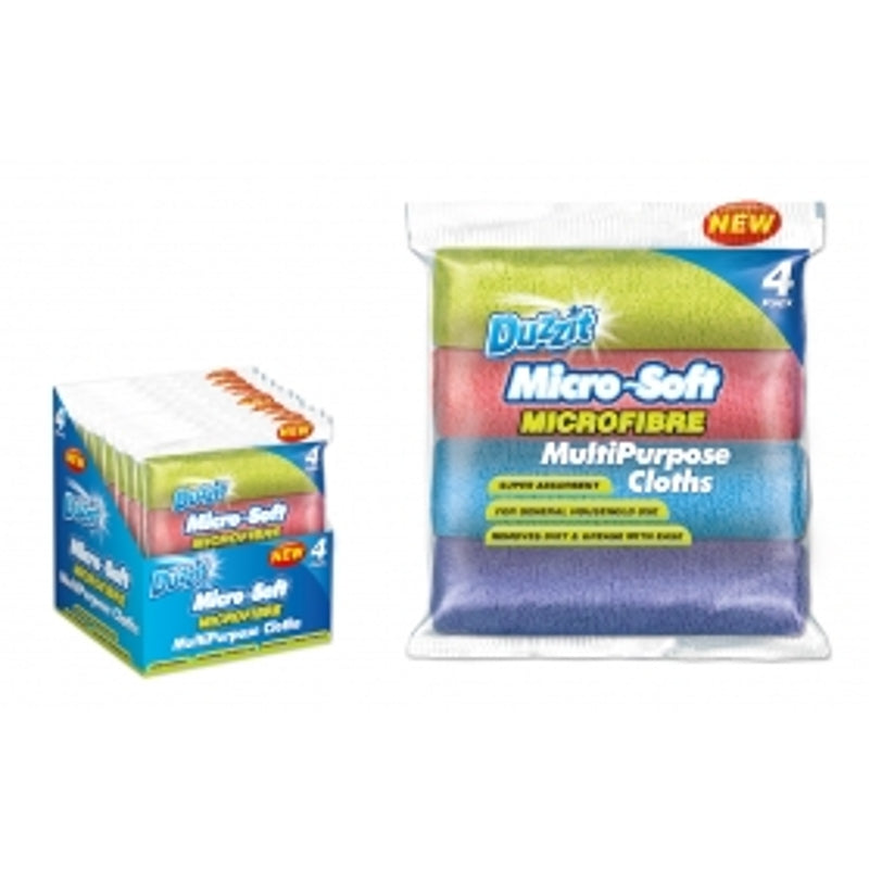 Pack of 4 Duzzit Microfibre Multipurpose Cloths
