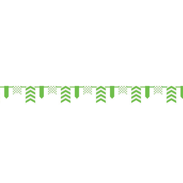 12ft Lime Green Dots & Stripes Paper Pennant Banner