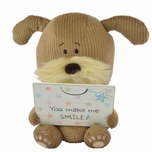 Lots of Woof - Woof Soft Toy Dog - Holding a Plaque - You make me SMILE - 8" {DC}