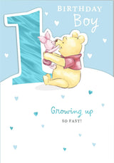 Winnie the Pooh Illustration Age 1 Boy Birthday Card