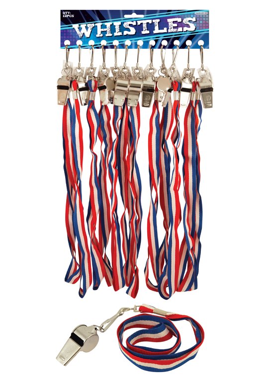 Metal Whistle 5.5cm With Red White and Blue Cord