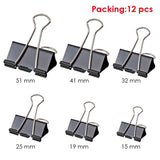 Pack of 12 Black 15mm Foldback Binder Clips
