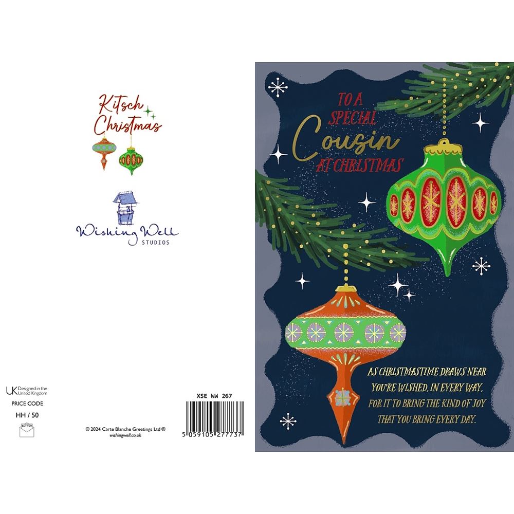 Festive Ornament Design Cousin Christmas Card