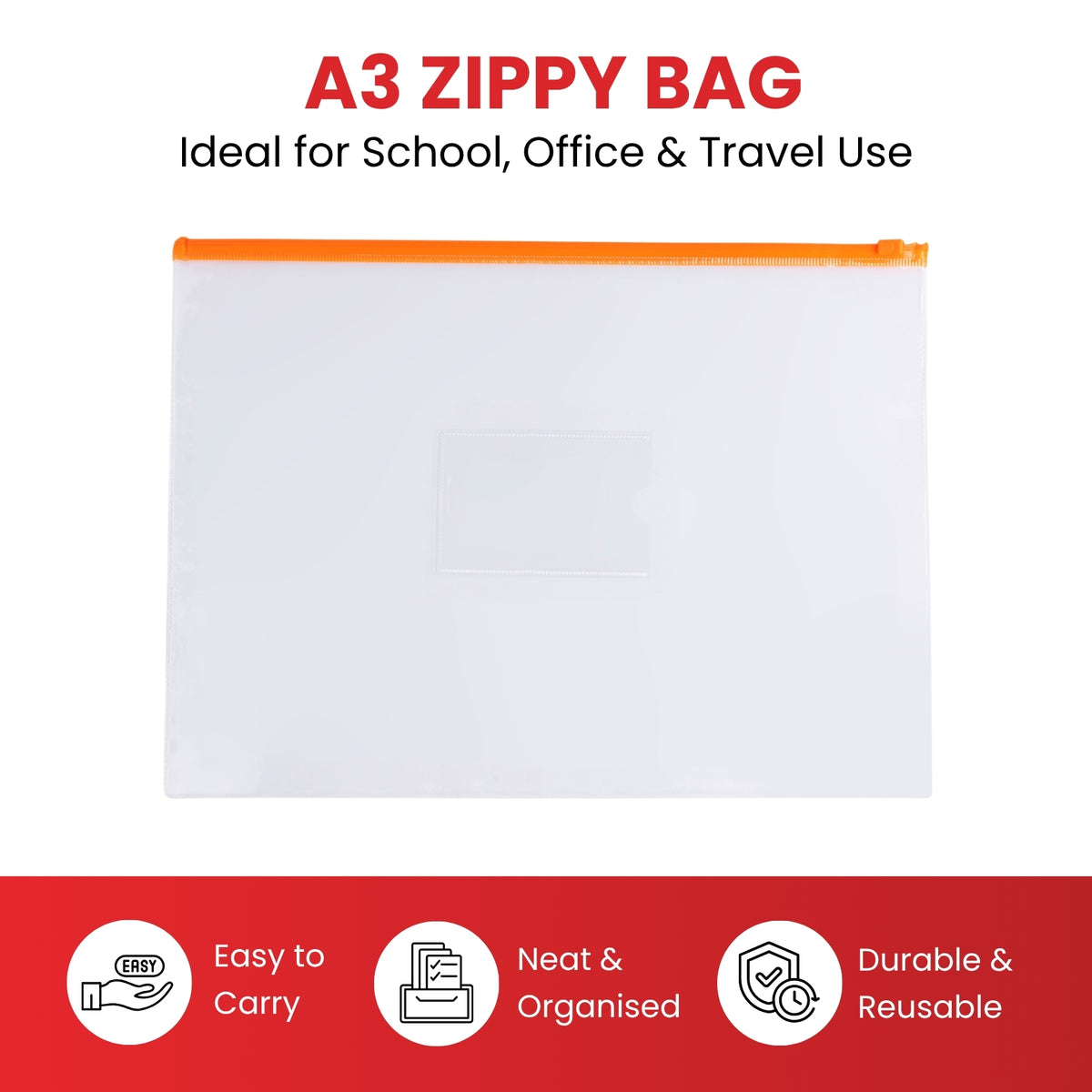 Pack of 12 A3 Blue Zip Zippy Bags - Janrax 708554