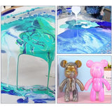 Pack of 4 Acrylic Pouring Paints 100ml- White, Green, Light Blue, Dark Blue