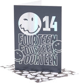 14th Birthday Card Smiley Silver Foil Design 