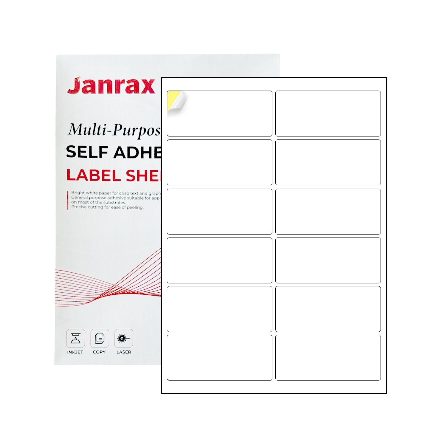 Pack of 1200 White 99x45mm Self Adhesive Labels (12 Labels per A4 Sheet)