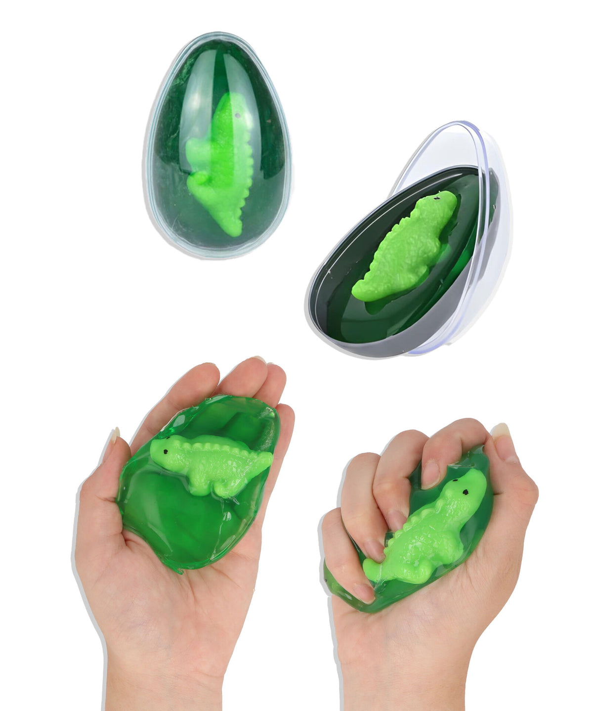 Single Dinosaur Egg with Squishy Baby Dinosaur in Slime