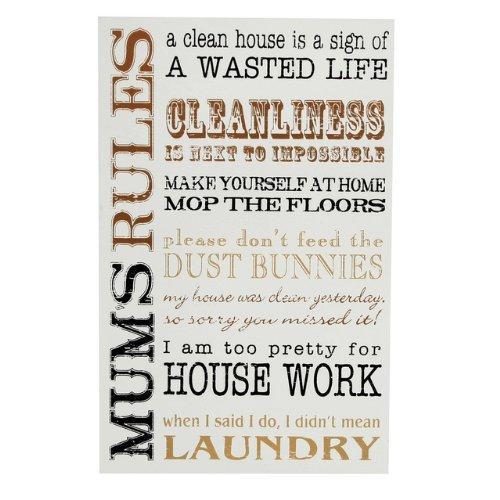 MDF Mum's Life Rules Wall Plaque , Christmas, Birthday, Anytime Gift