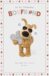 Boofle Holding Silver Heart Boyfriend Anniversary Card