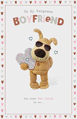 Boofle Holding Silver Heart Boyfriend Anniversary Card
