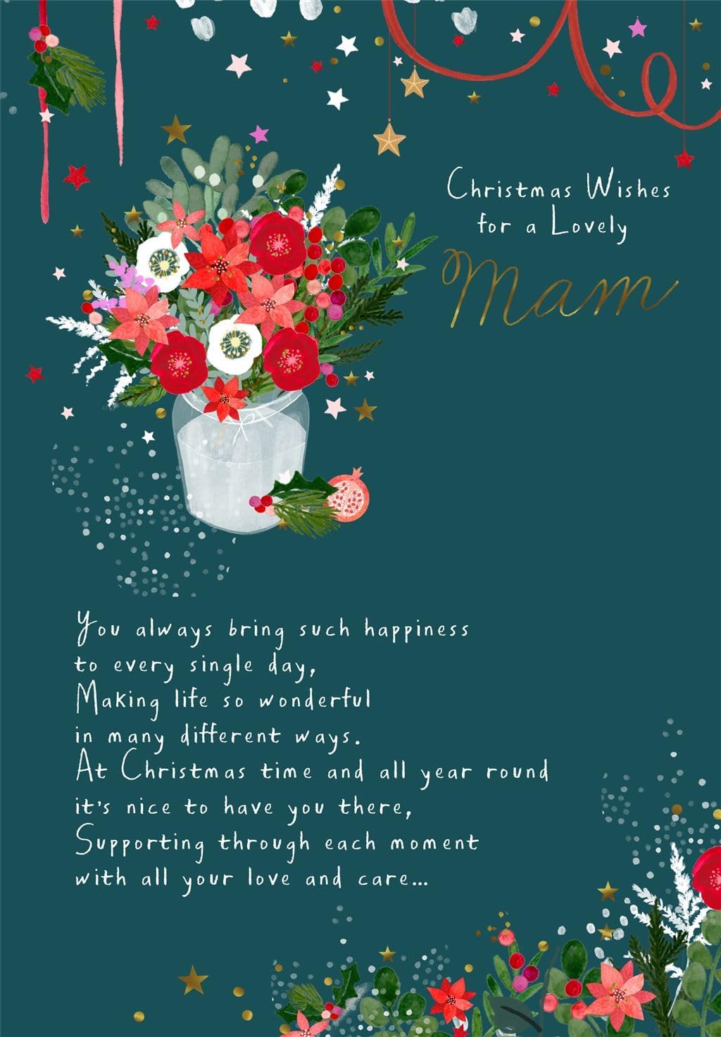 Floral Bouquet Design Mam Christmas Card