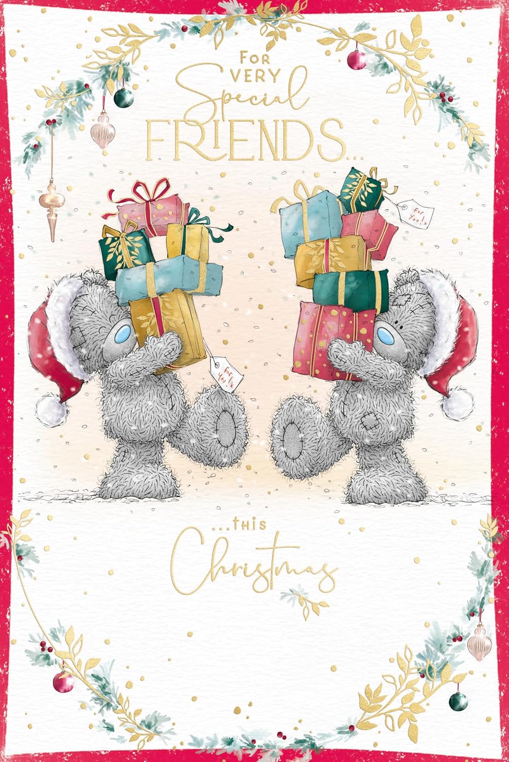 Bears Carrying Gifts Special Friends Christmas Card